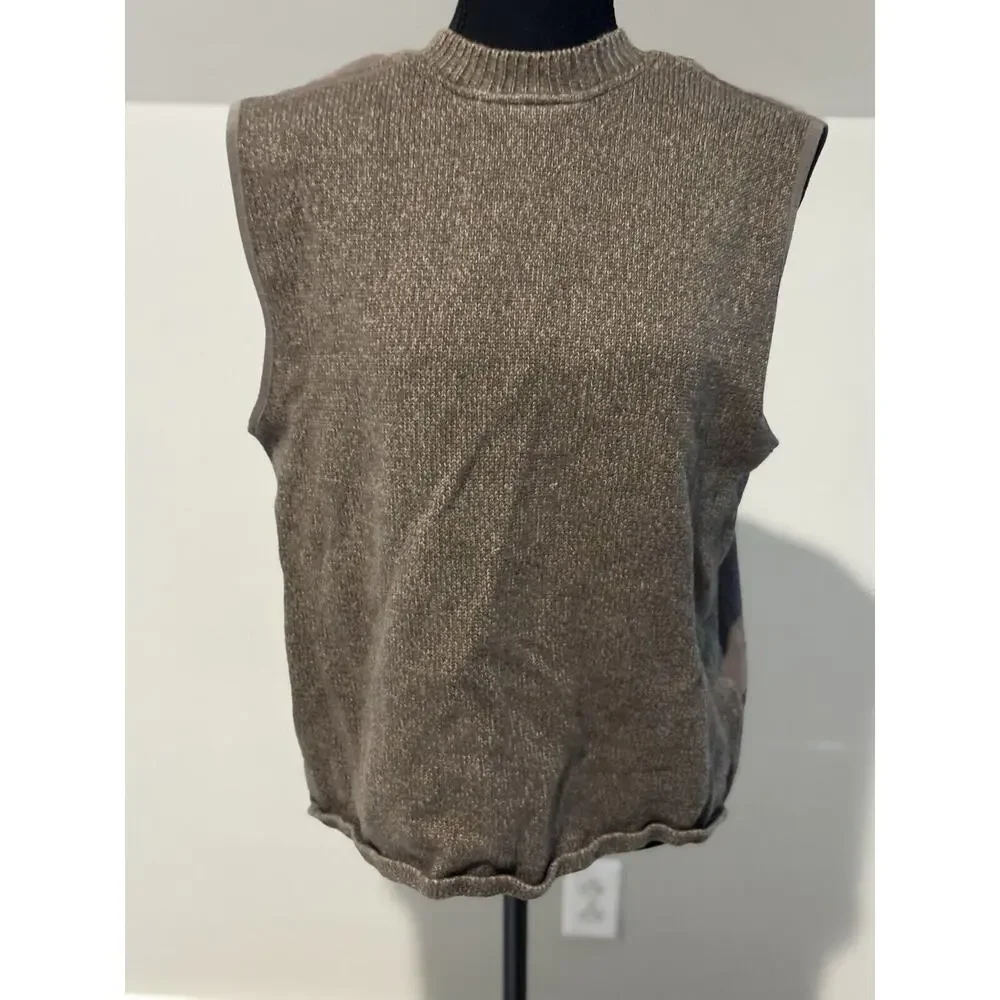 Koret Faux Suede & Knit Sweater‎ Vest Olive Green Women’s Sz 10 Y2k grunge lagen - Picture 3 of 8